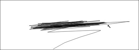 A line starting from the bottom center, going to the middle of the screen and then moving mostly horizontally in a small area